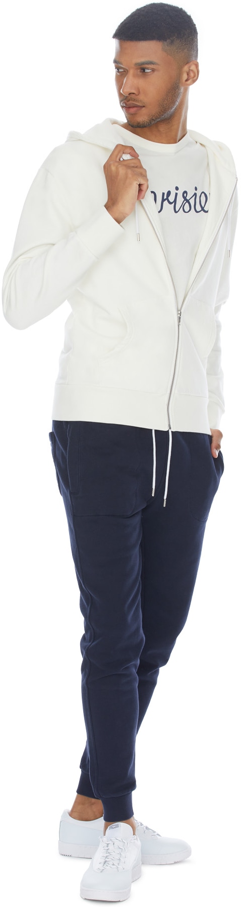 Maison Kitsuné: Neutrals Tricolor Fox Patch Zip Hoodie - 4