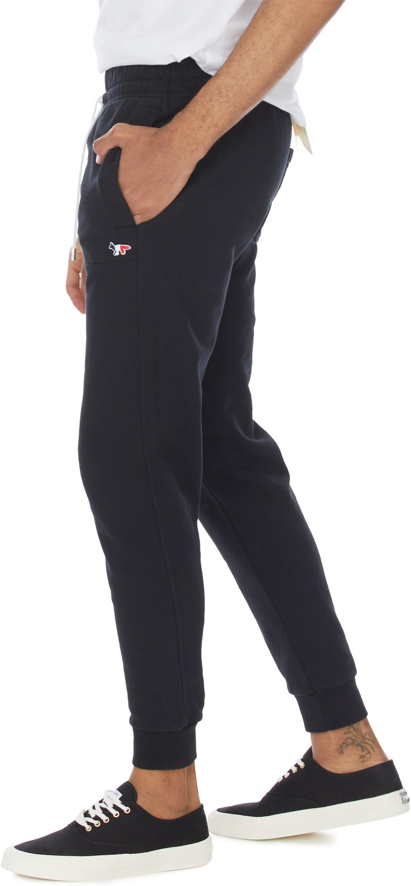 Maison Kitsuné: Noir Pantalon de Survêtement Classique Tricolor Fox Patch Noir - 4