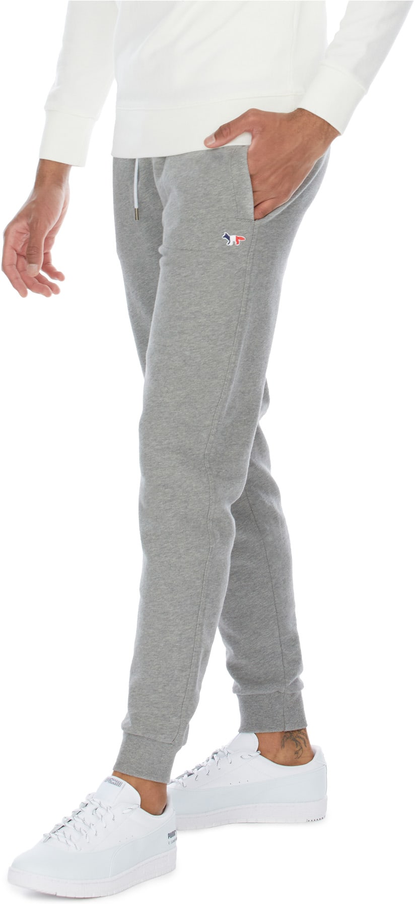 Maison Kitsuné: Grey Tricolor Fox Patch Classic Jogger - 4