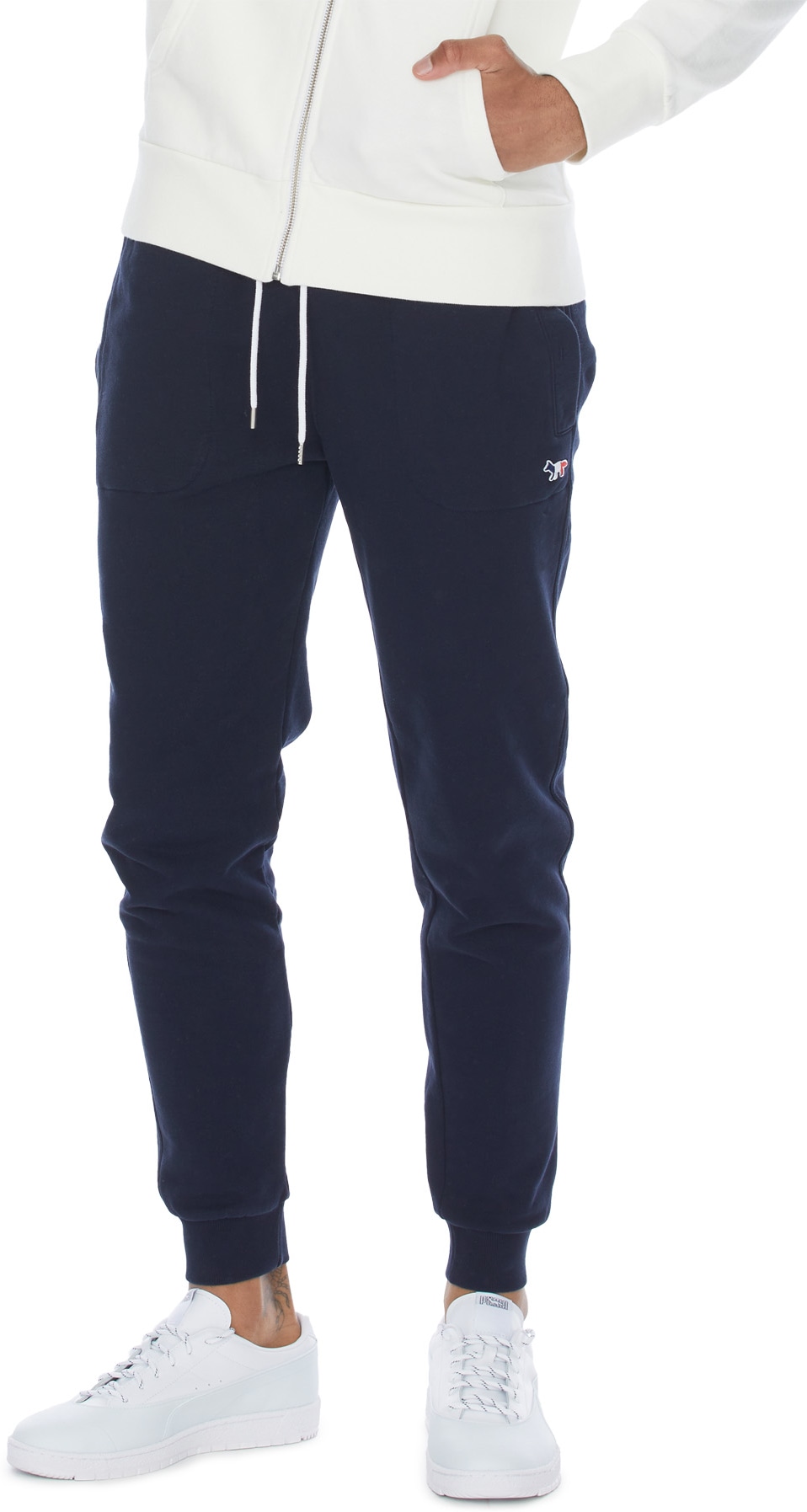 Maison Kitsuné: Blue Tricolor Fox Patch Classic Jogger - 4