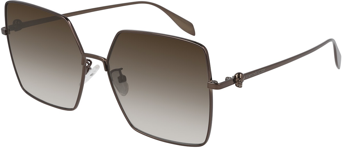 Alexander McQUEEN: Brown Punk Skull Oversized Square Sunglasses - 1