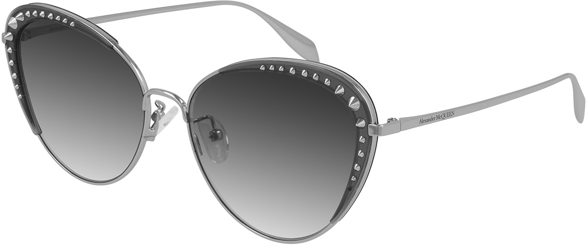 Alexander McQUEEN: Argent Lunettes de Soleil Cat-Eye Argent - 1