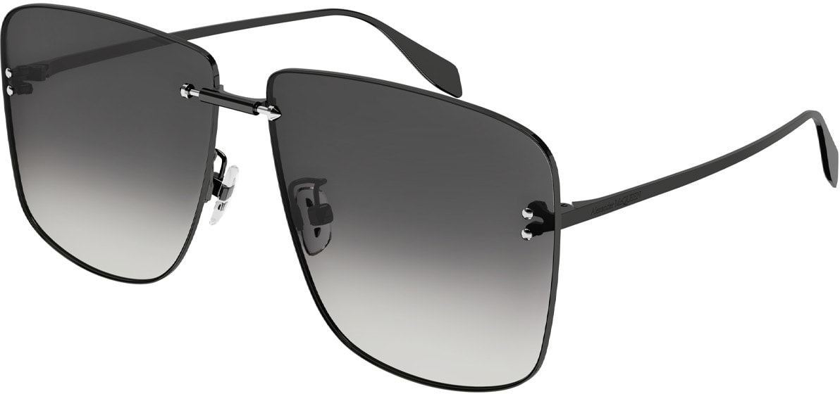 Alexander McQUEEN: Silver Piercing Bridge Rectangle Sunglasses - 1