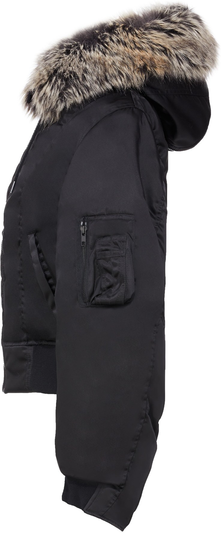 YEEZY: Noir Blouson d'aviateur courte en fourrure Noir - 2