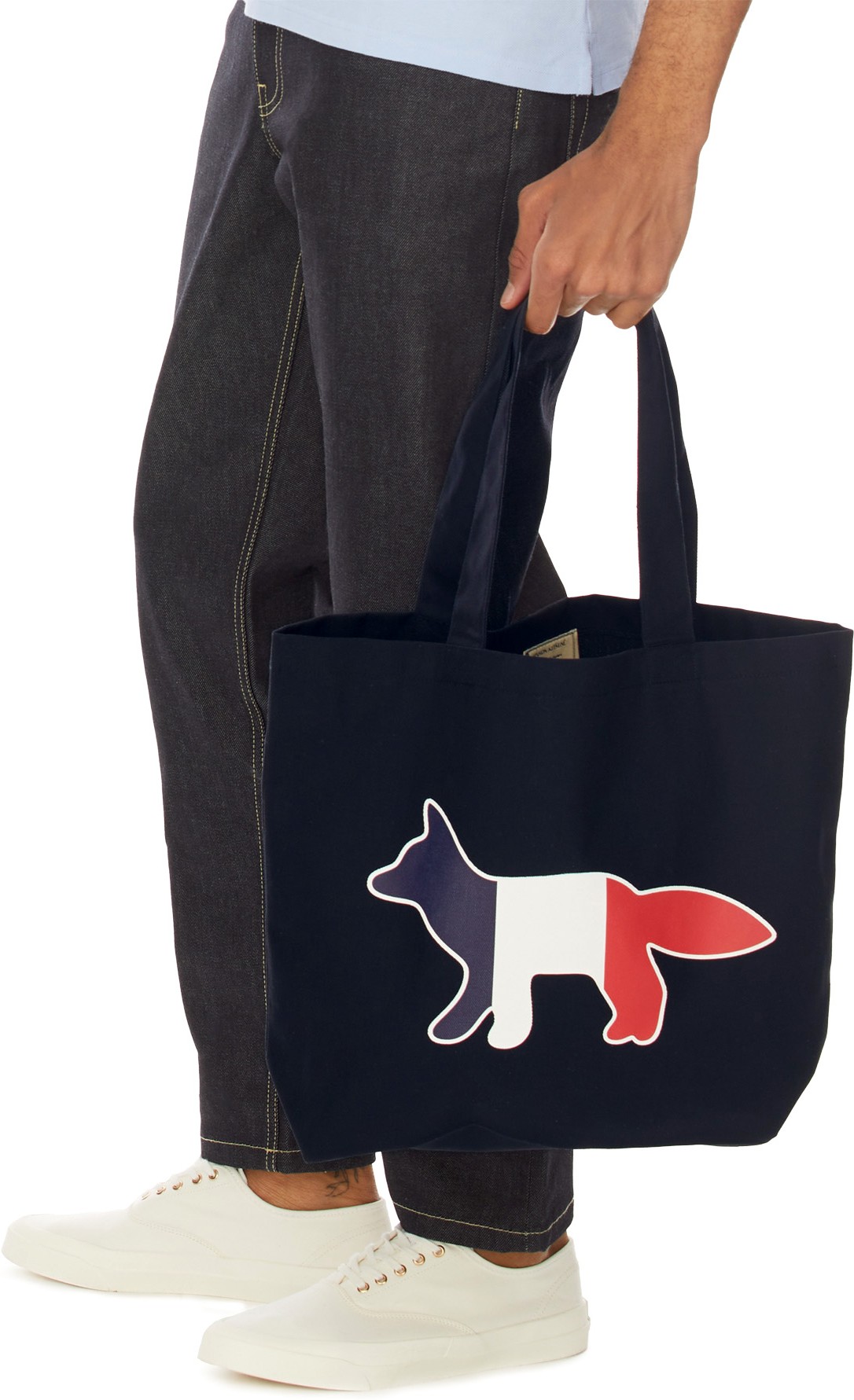 Maison Kitsuné: Blue Tricolor Fox Tote Bag - 3