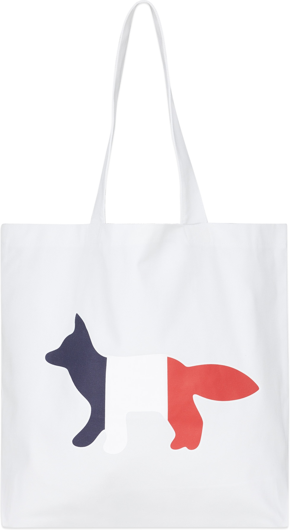 Maison Kitsuné: White Tricolor Fox Tote Bag - 1