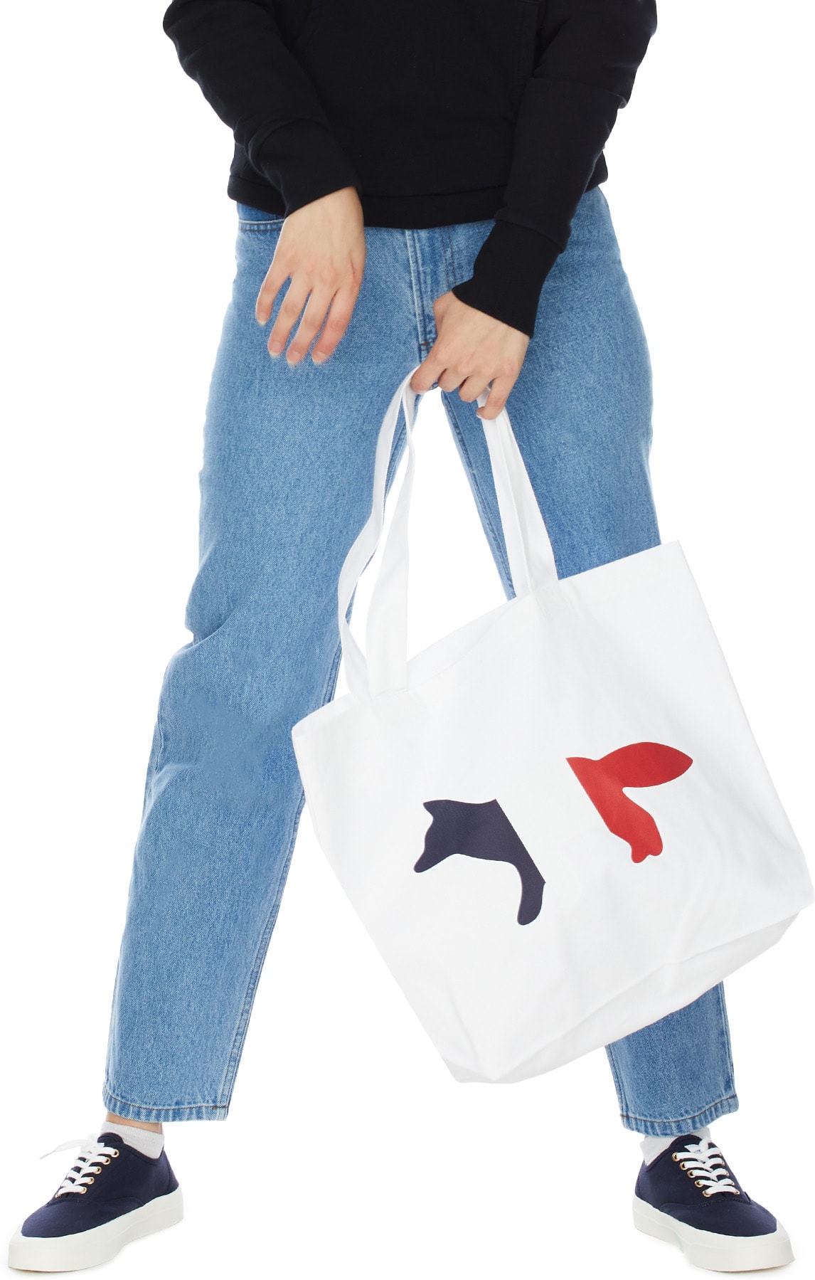 Maison Kitsuné: White Tricolor Fox Tote Bag - 4