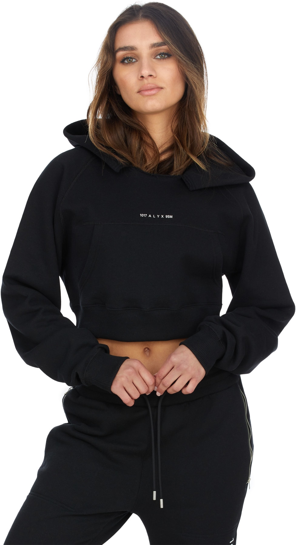 1017 ALYX 9SM Black Visual Cropped Hoodie influenceu Global influenceu