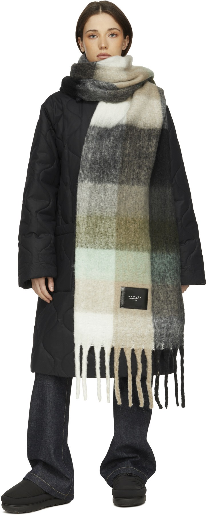 REPLAY: Gris Foulard à Carreaux Gris - 3