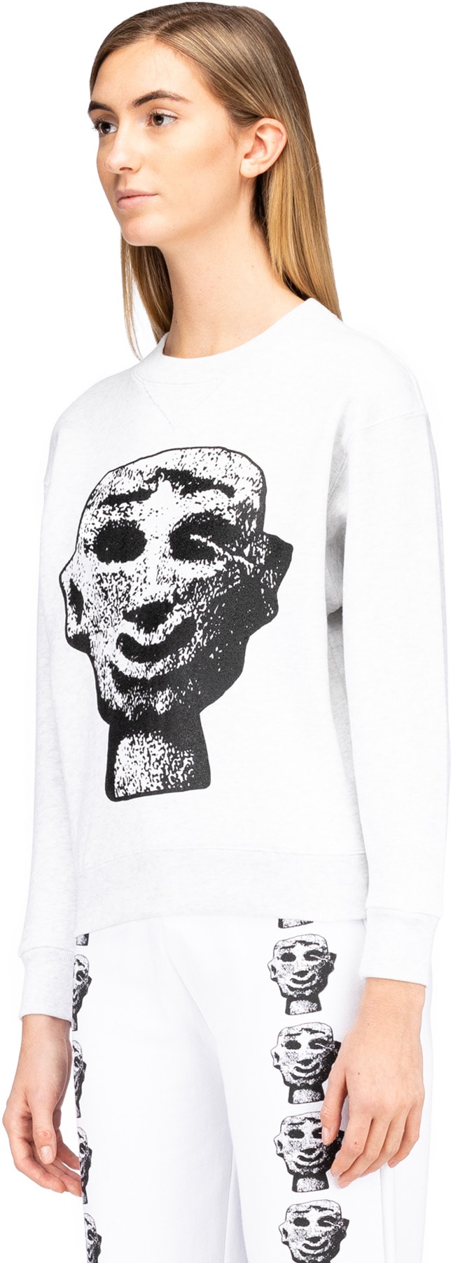 Ashley Williams: Grey Stone Head Crew Sweater - 2