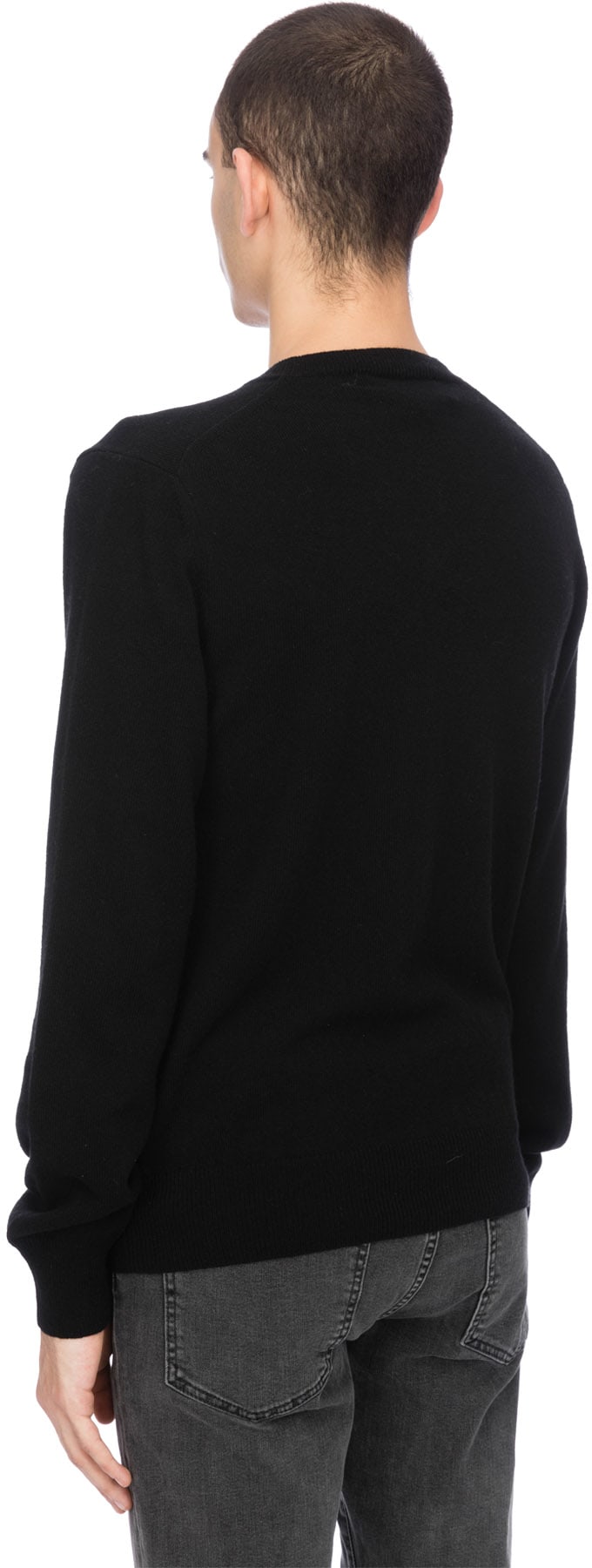 Comme des Garçons Play: Black Red Heart V-Neck Sweater - 3