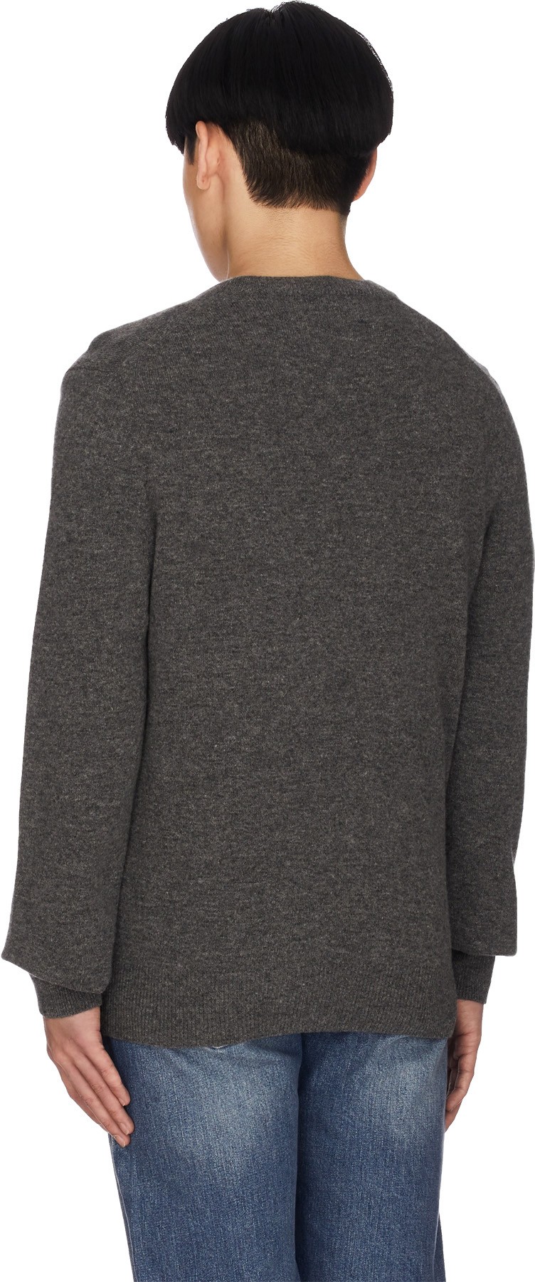 Comme des Garçons Play: Grey Red Heart Pullover - 3