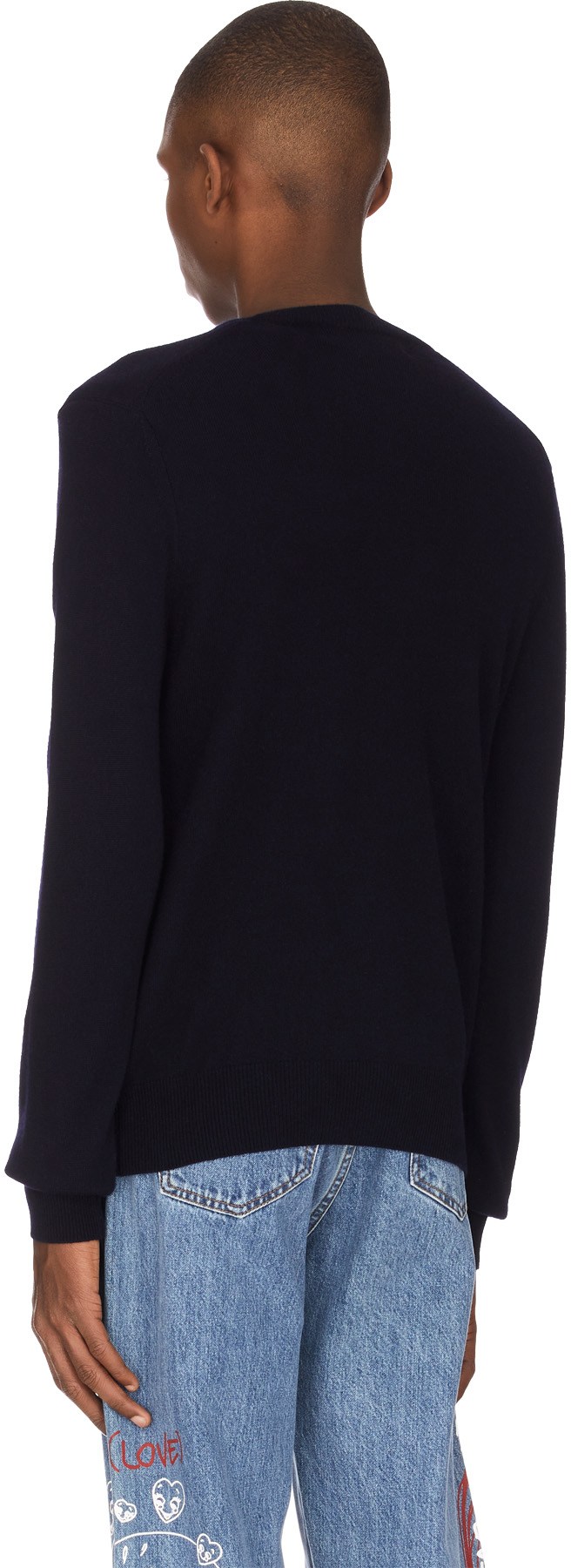 Comme des Garçons Play: Blue Gold Heart Pullover - 3