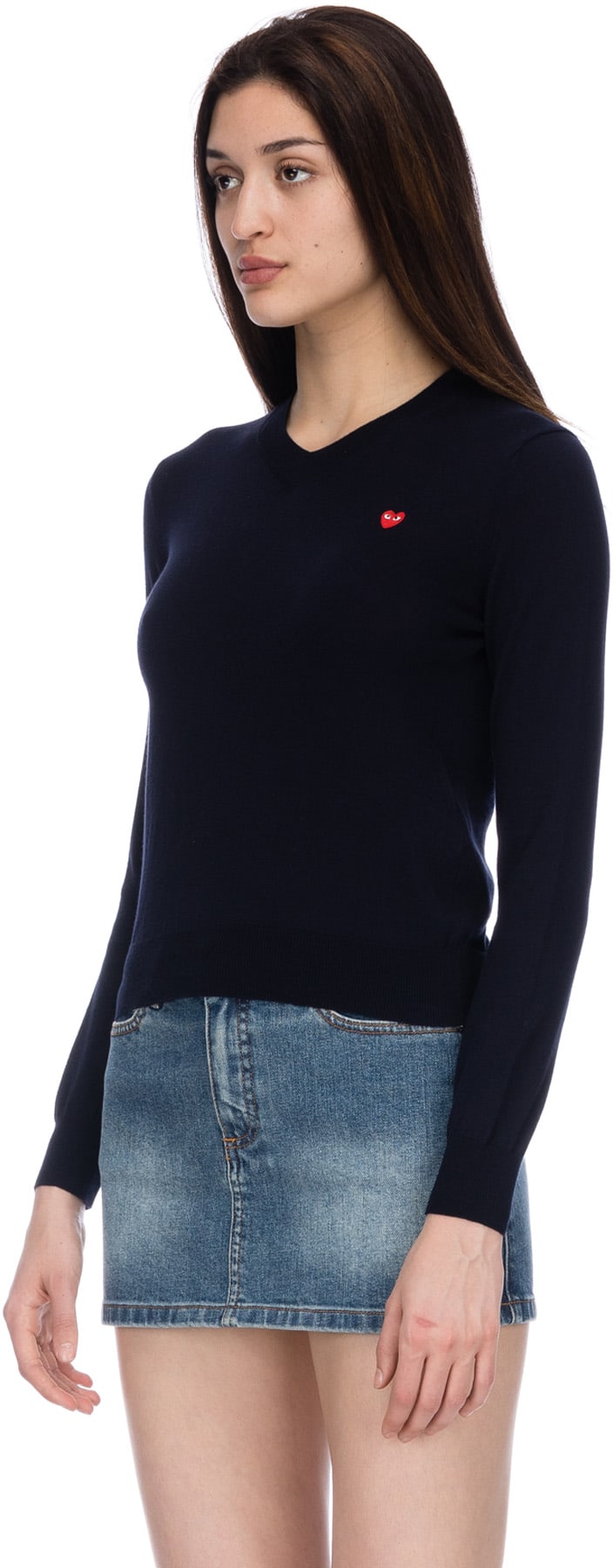 Comme des Garçons Play: Blue Little Red Heart Pullover - 2