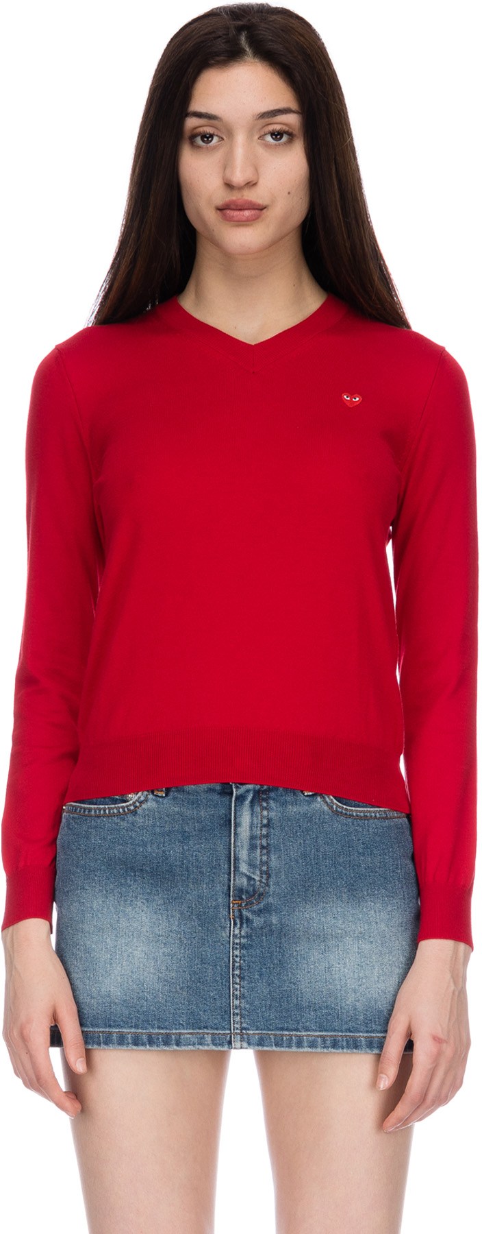 Comme des Garçons Play: Rouge Pull Petit Coeur Rouge Rouge - 1