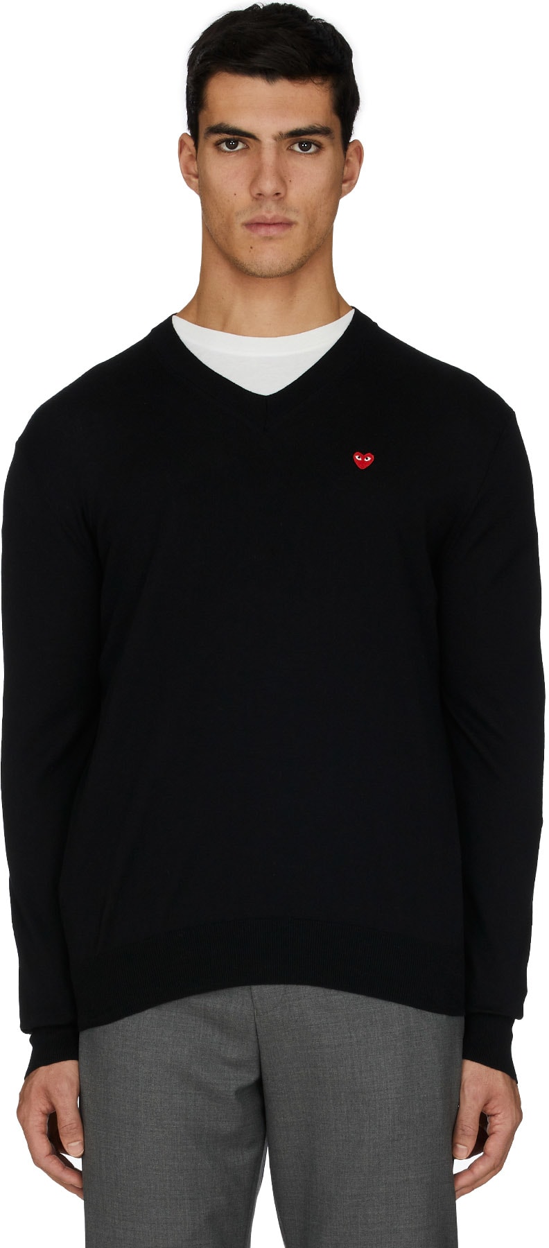 Comme des Garçons Play: Noir Pull Petit Coeur Rouge Noir - 1