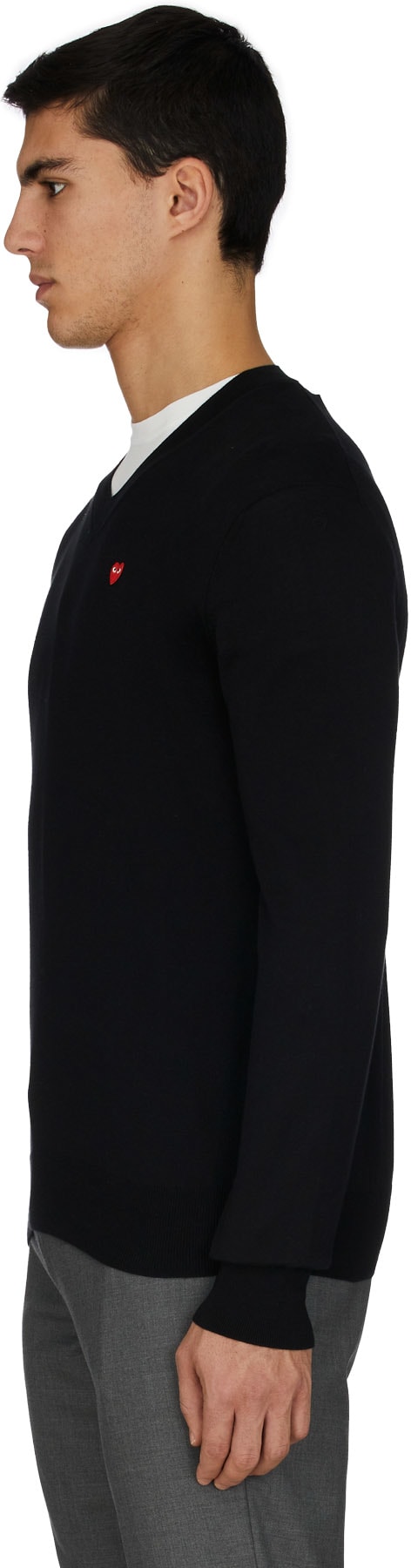 Comme des Garçons Play: Noir Pull Petit Coeur Rouge Noir - 2