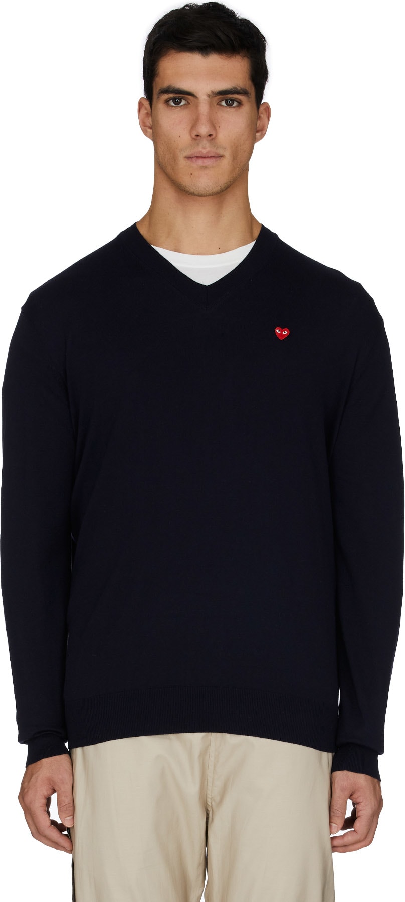 Comme des Garçons Play: Blue Little Red Heart Pullover - 1