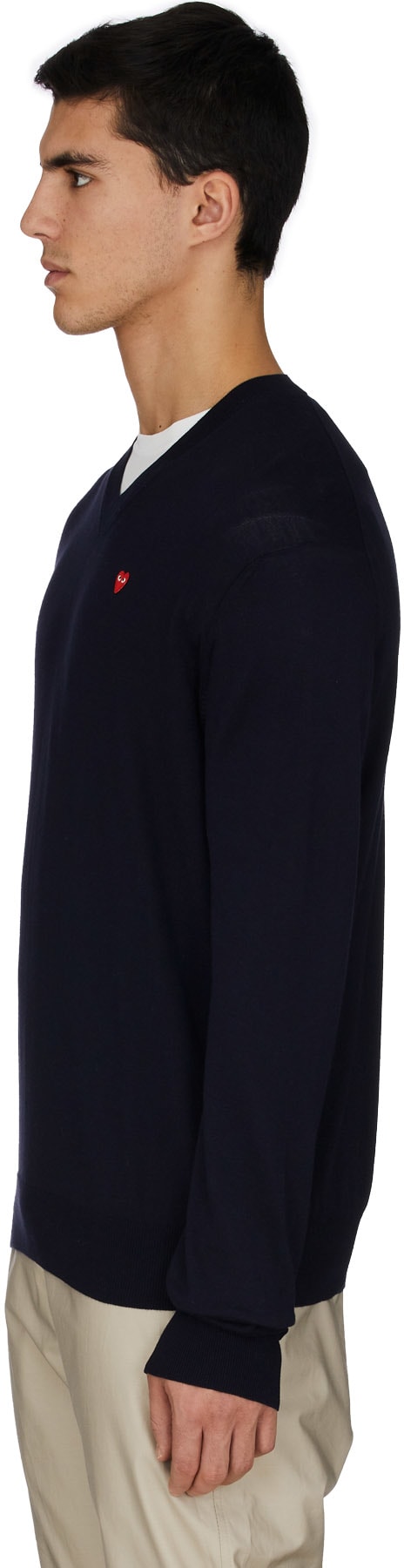 Comme des Garçons Play: Bleu Pull Coeur Rouge Bleu - 2