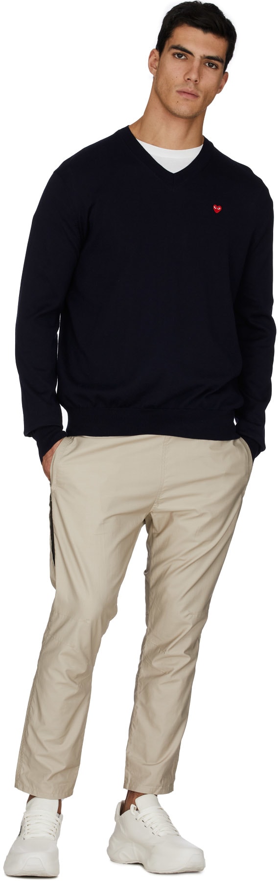 Comme des Garçons Play: Bleu Pull Coeur Rouge Bleu - 4