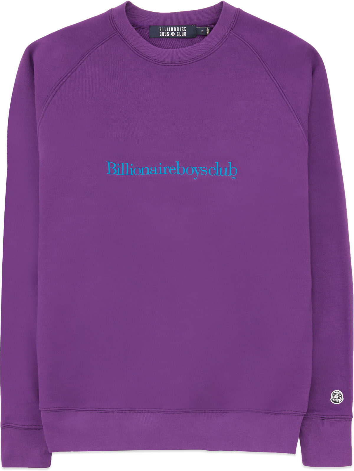 Billionaire Boys Club: Purple Embroidered Serif Logo Crew Sweater - 1