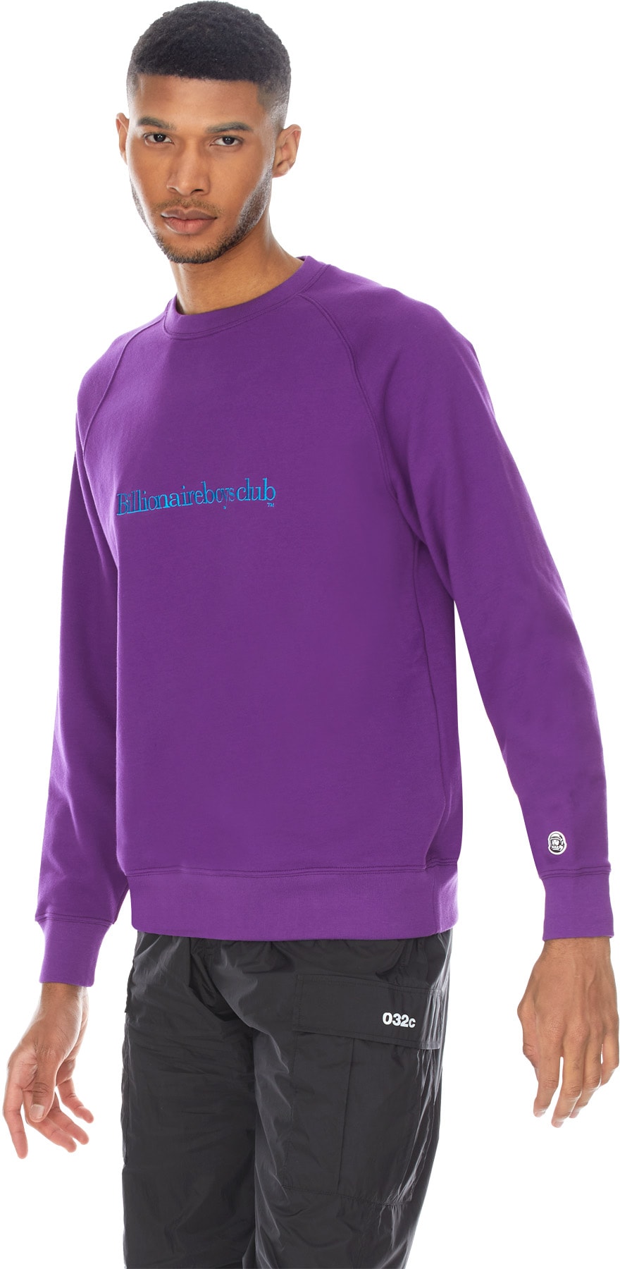 Billionaire Boys Club: Purple Embroidered Serif Logo Crew Sweater - 3