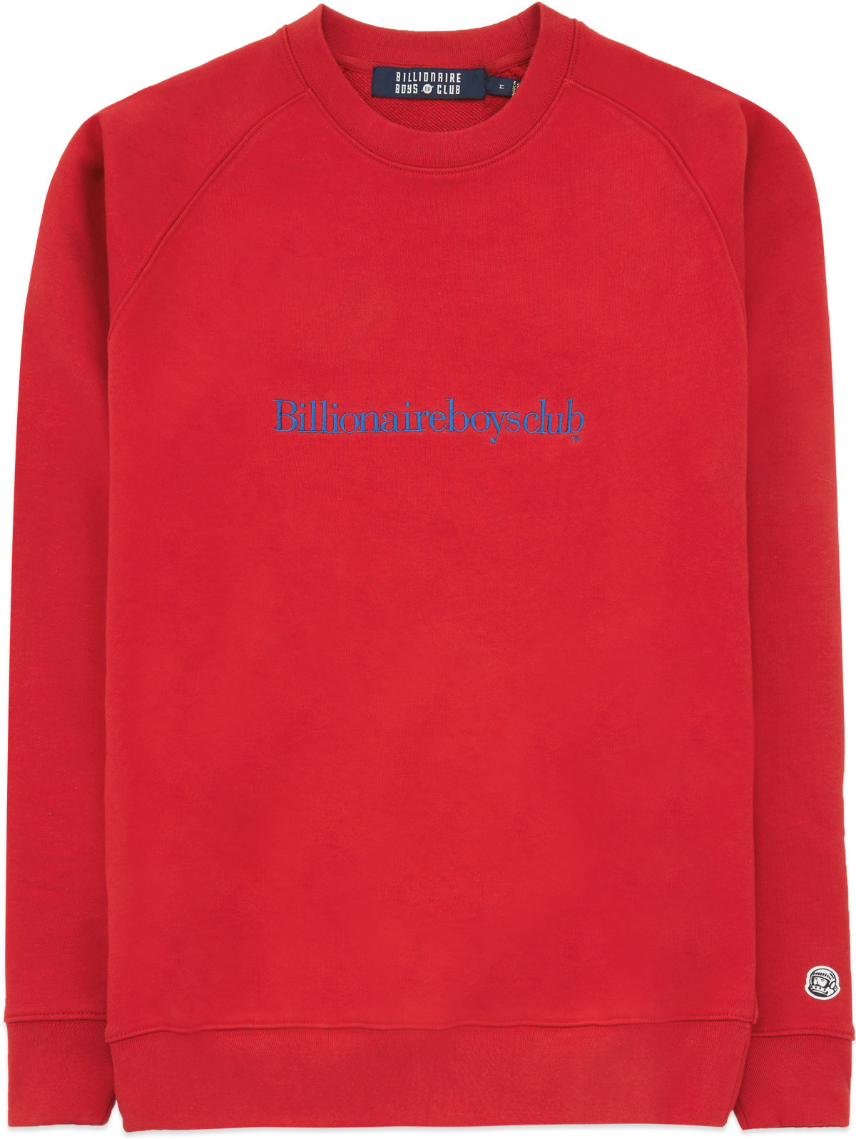 Billionaire Boys Club: Red Embroidered Serif Logo Crew Sweater - 1