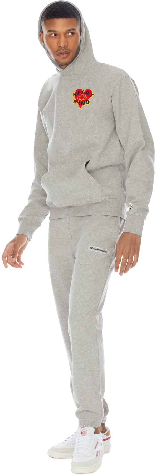 Billionaire Boys Club: Grey Heart & Mind Felt Patch Hoodie - 4