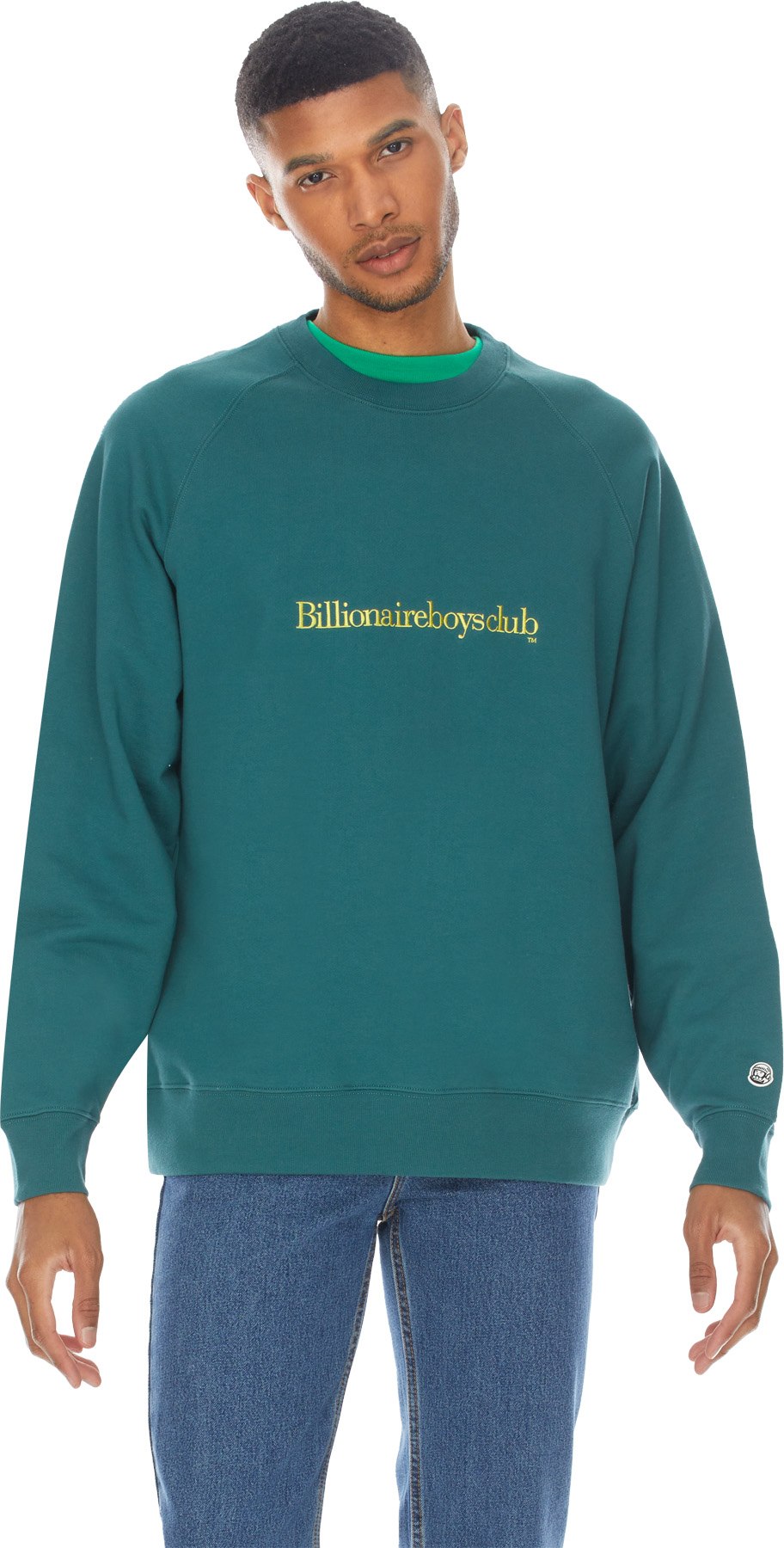 Billionaire Boys Club: Green Embroidered Logo Crew Sweater - 3