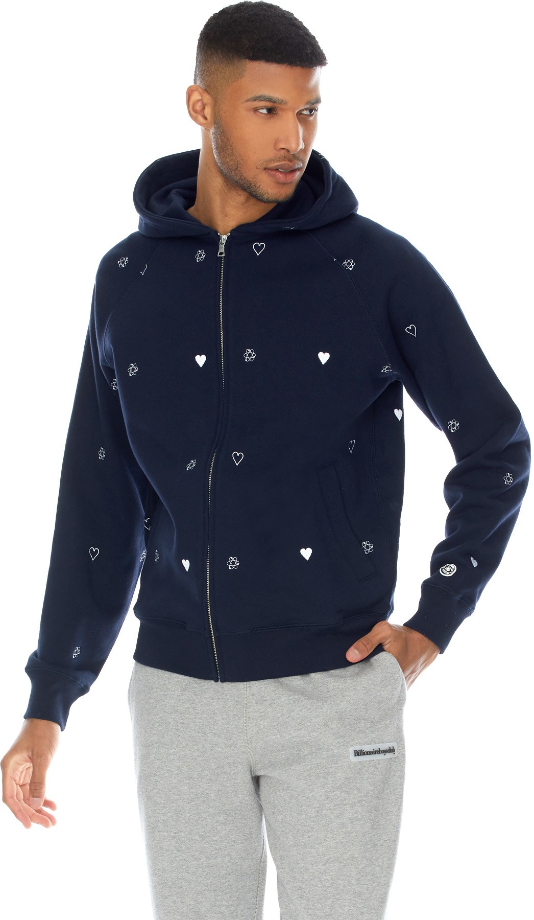 Billionaire Boys Club: Blue Heart & Mind Monogram Embroidered Zip Hoodie - 3