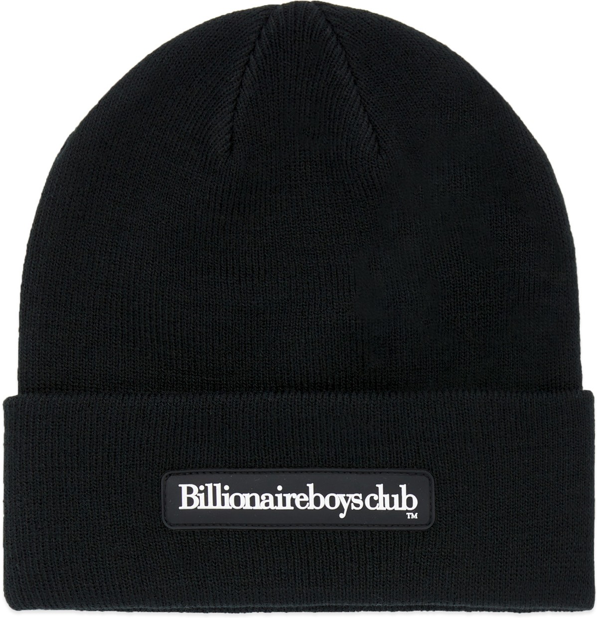 Billionaire Boys Club: Black Rubber Patch Ribbed Beanie - 1