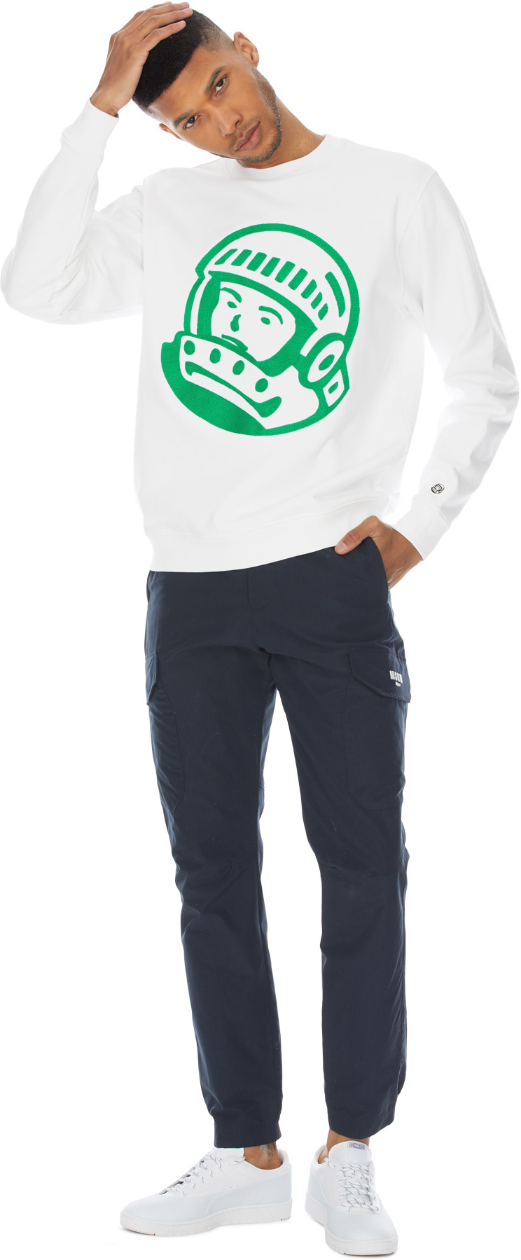 Billionaire Boys Club: White Chainstitch Astro Logo Crewneck Pullover Sweater - 4
