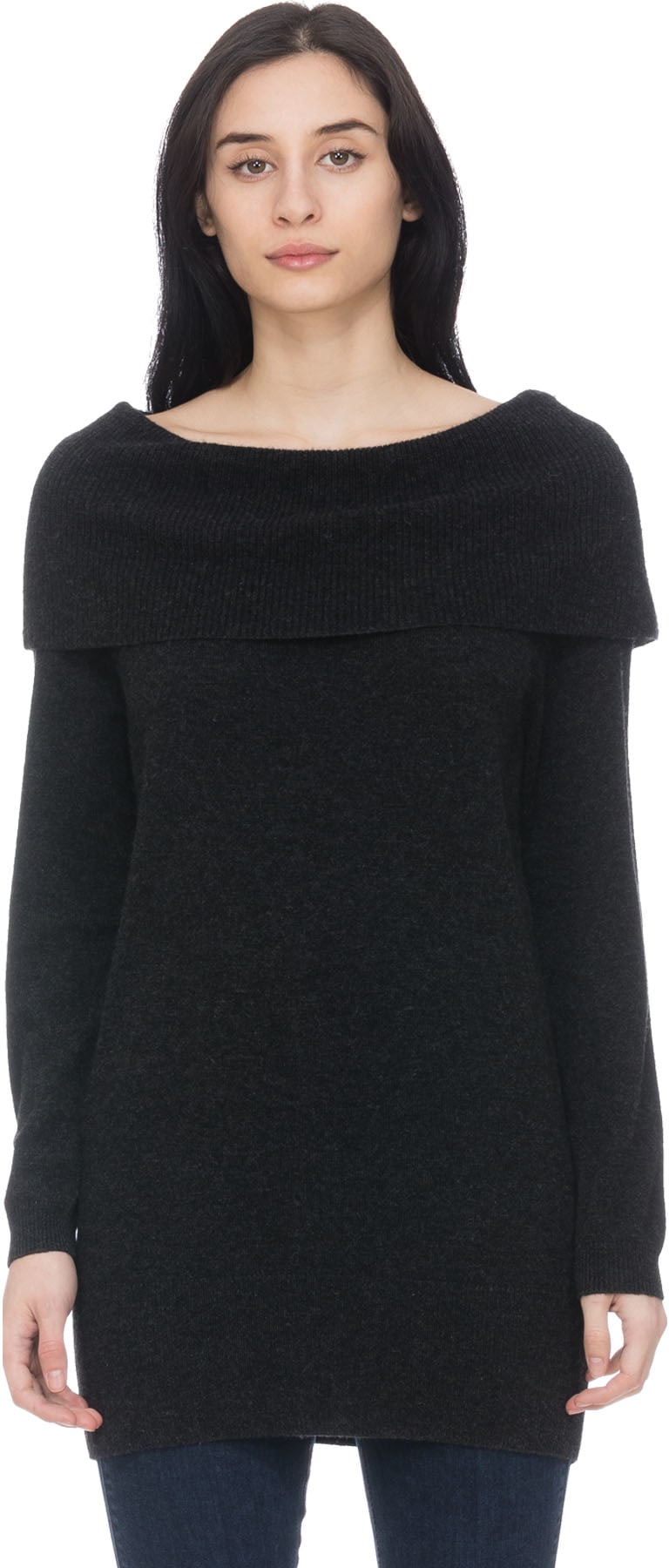 Joie: Grey Sibel Fold Over Tunic Pullover - 1