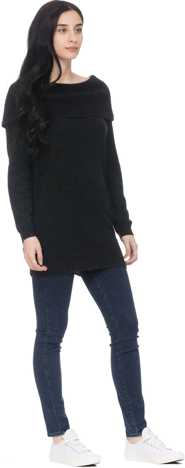Joie: Grey Sibel Fold Over Tunic Pullover - 4