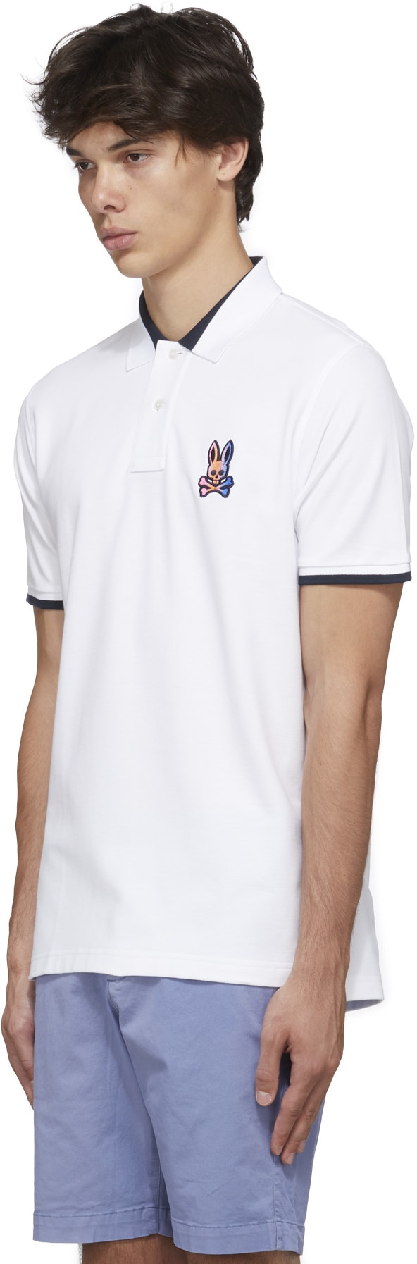 Psycho Bunny: White Dylan Gradient Bunny Polo Shirt - 2