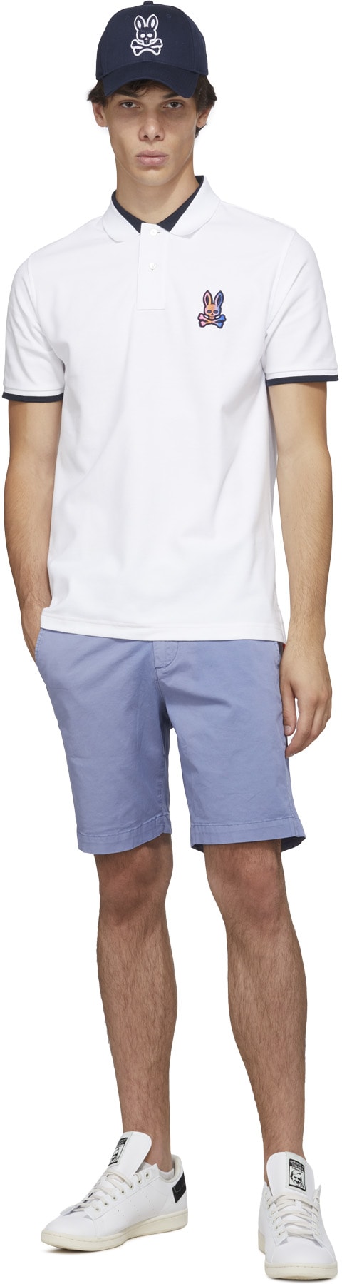 Psycho Bunny: White Dylan Gradient Bunny Polo Shirt - 4