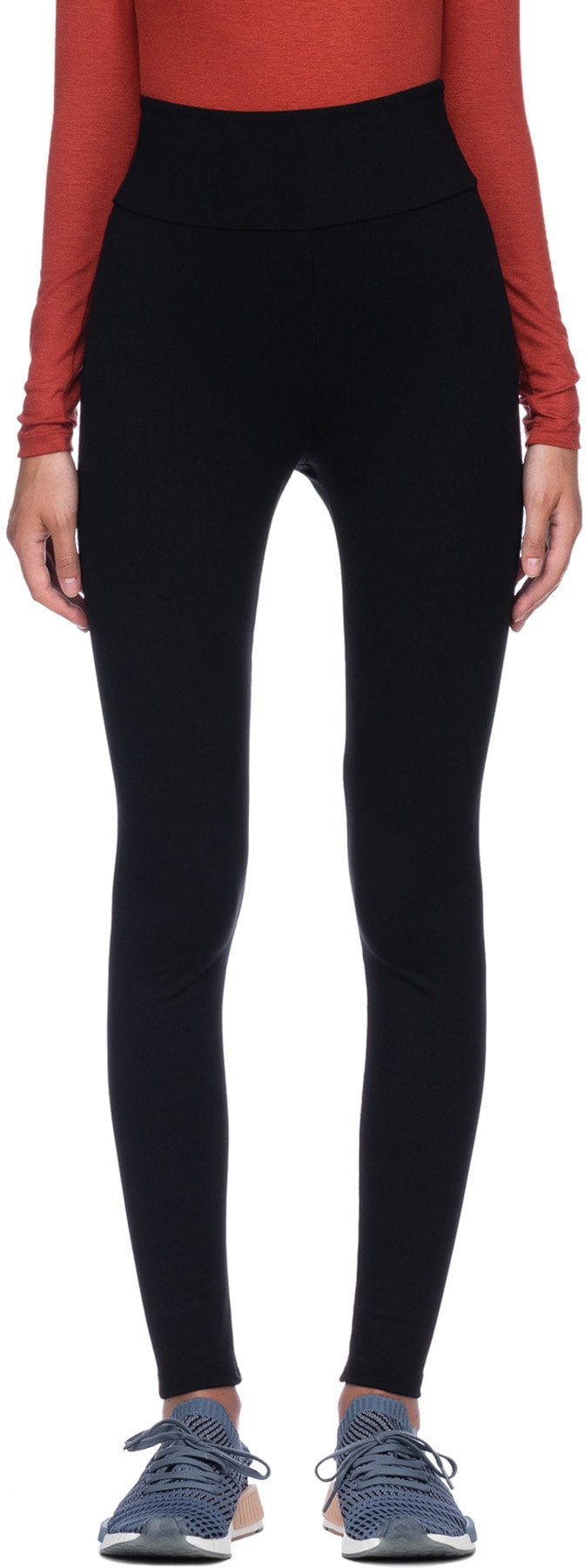 influenceu: Black Basic High Waisted Zip Leggings - 1