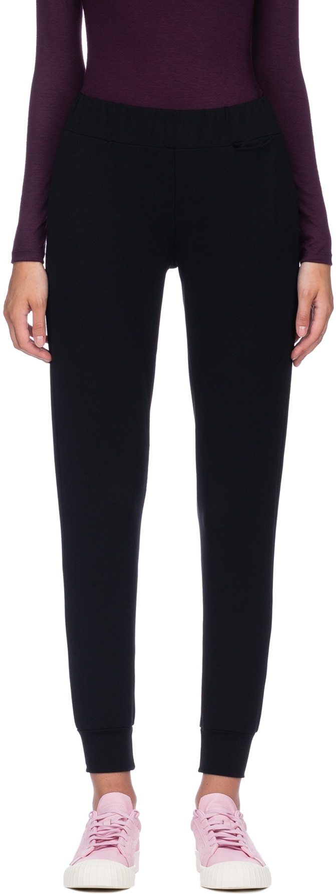 influenceu: Black High Waisted Basic Gym Pants - 1