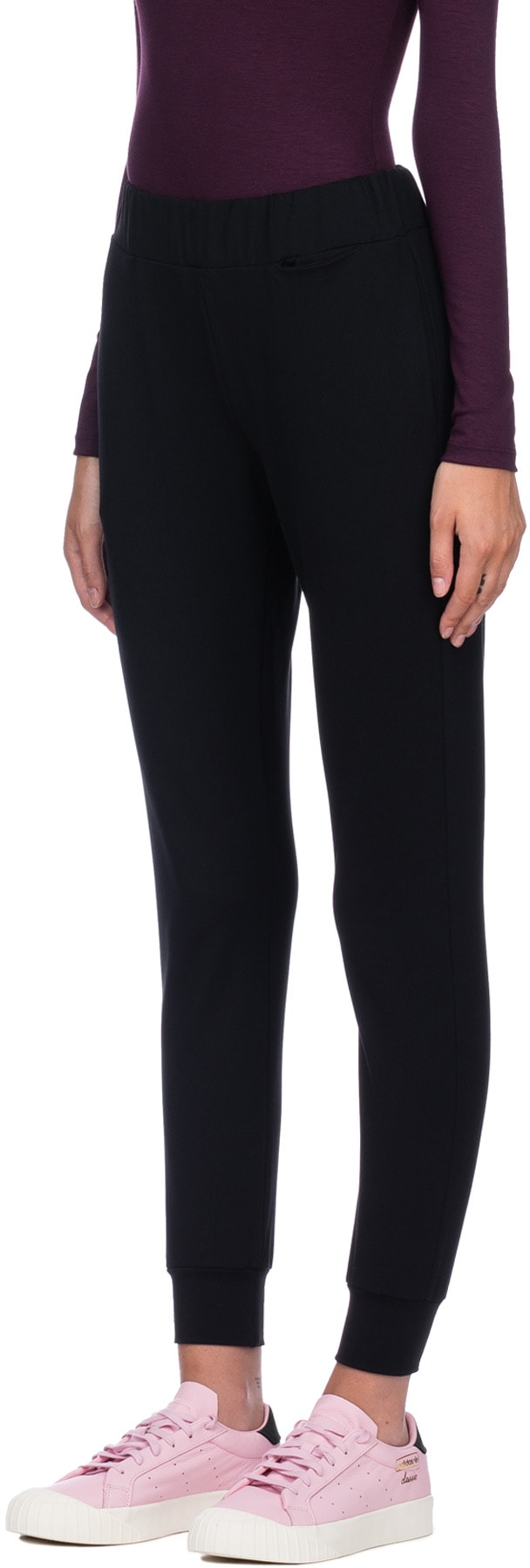 influenceu: Black High Waisted Basic Gym Pants - 2