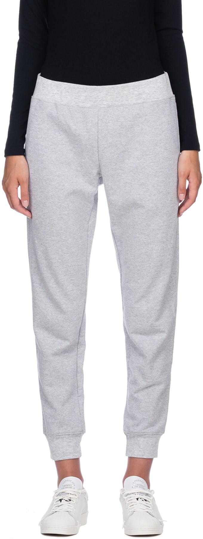 influenceu: Grey High Waisted Basic Gym Pants - 1