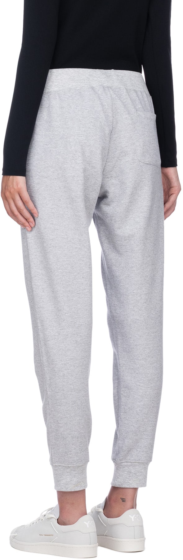 influenceu: Grey High Waisted Basic Gym Pants - 3