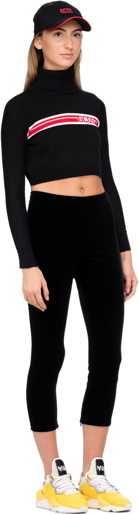 influenceu: Black High Waisted 3/4 Zip Velour Pants - 4