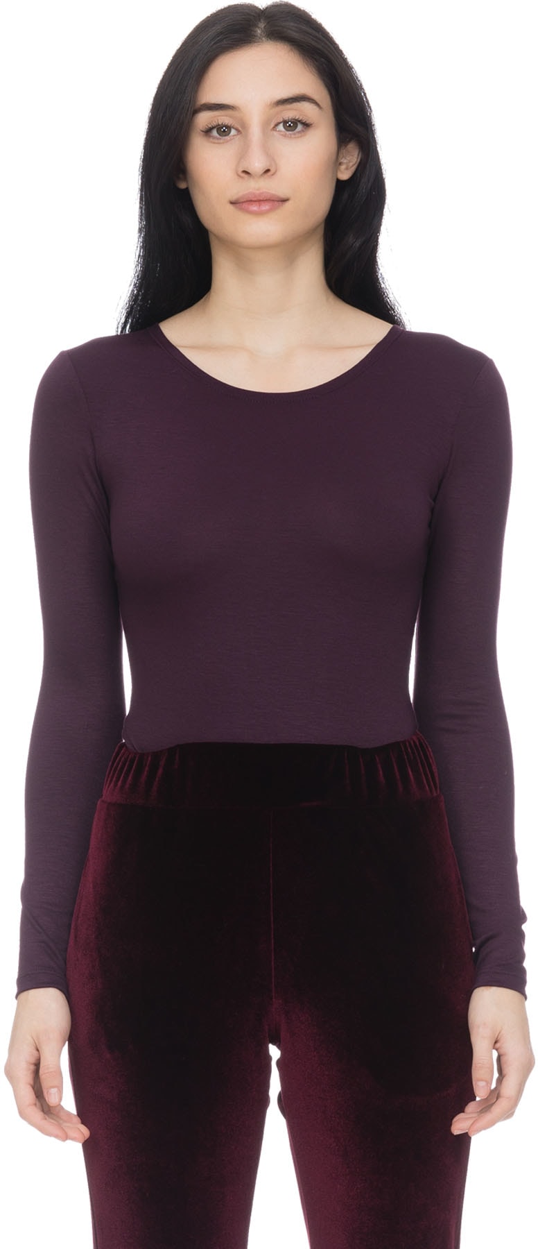 influenceu: Purple Long Sleeve Bodysuit - 1