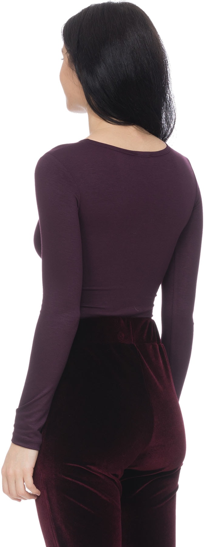 influenceu: Purple Long Sleeve Bodysuit - 3