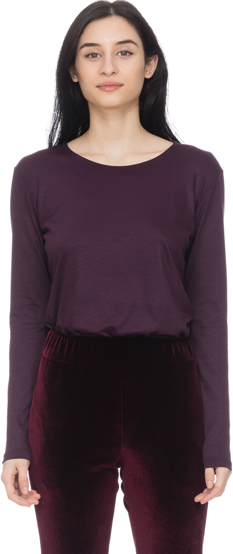 influenceu: Purple Long Sleeve T-Shirt Bodysuit - 1