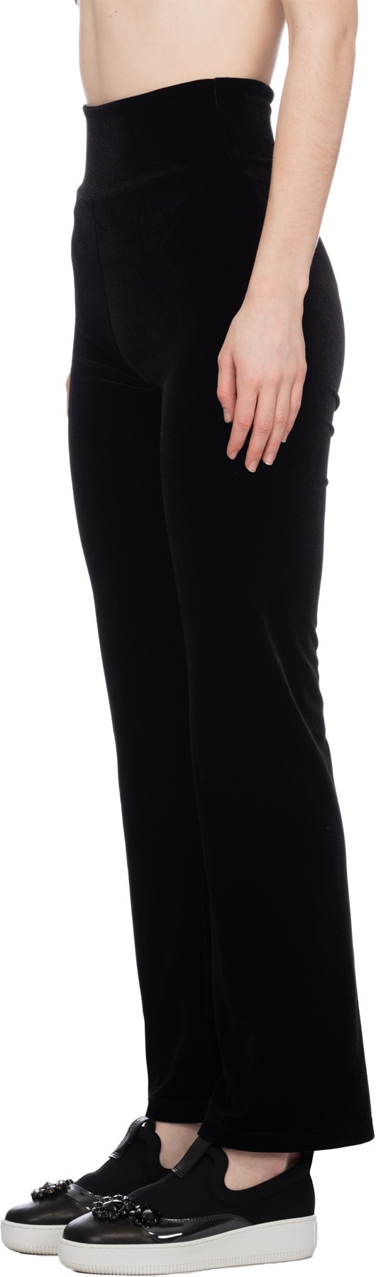 Bachour: Black Wide Leg Velour Lounge Pants - 2
