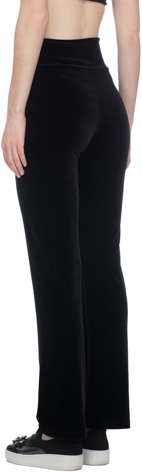 Bachour: Black Wide Leg Velour Lounge Pants - 3