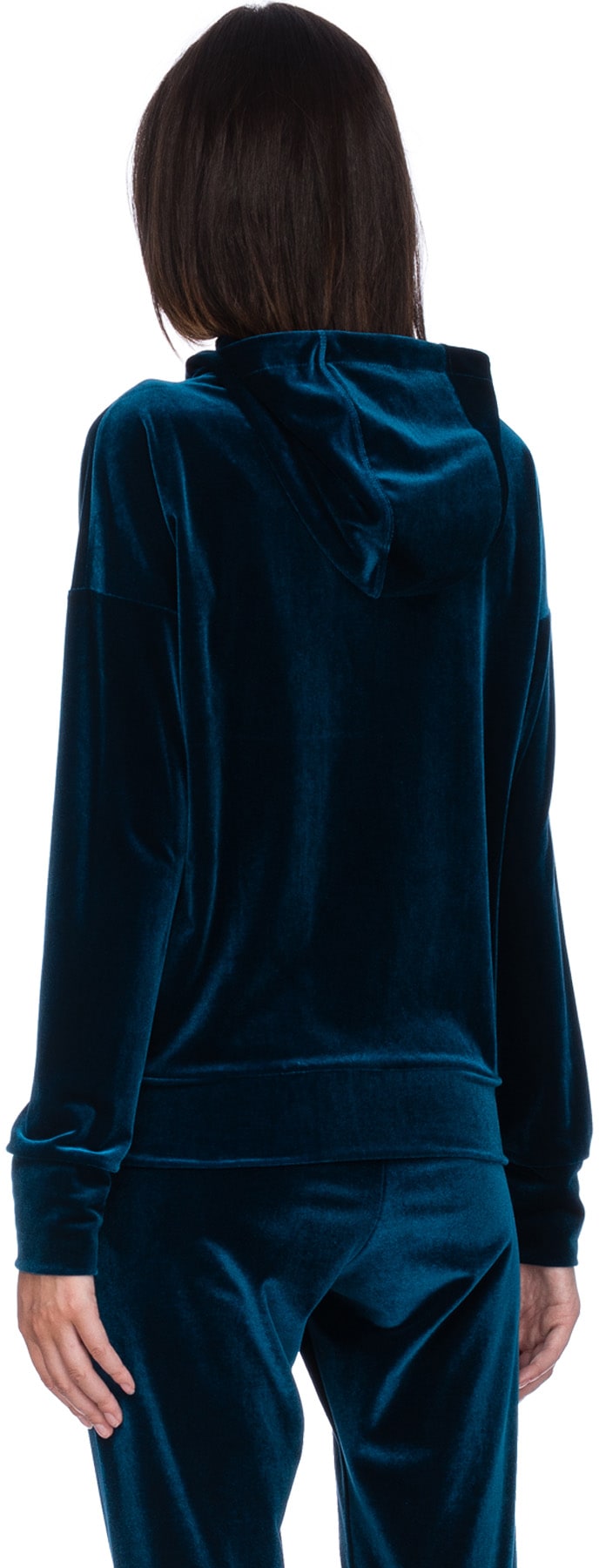 influenceu: Blue Velour Zip Up Hoodie - 3