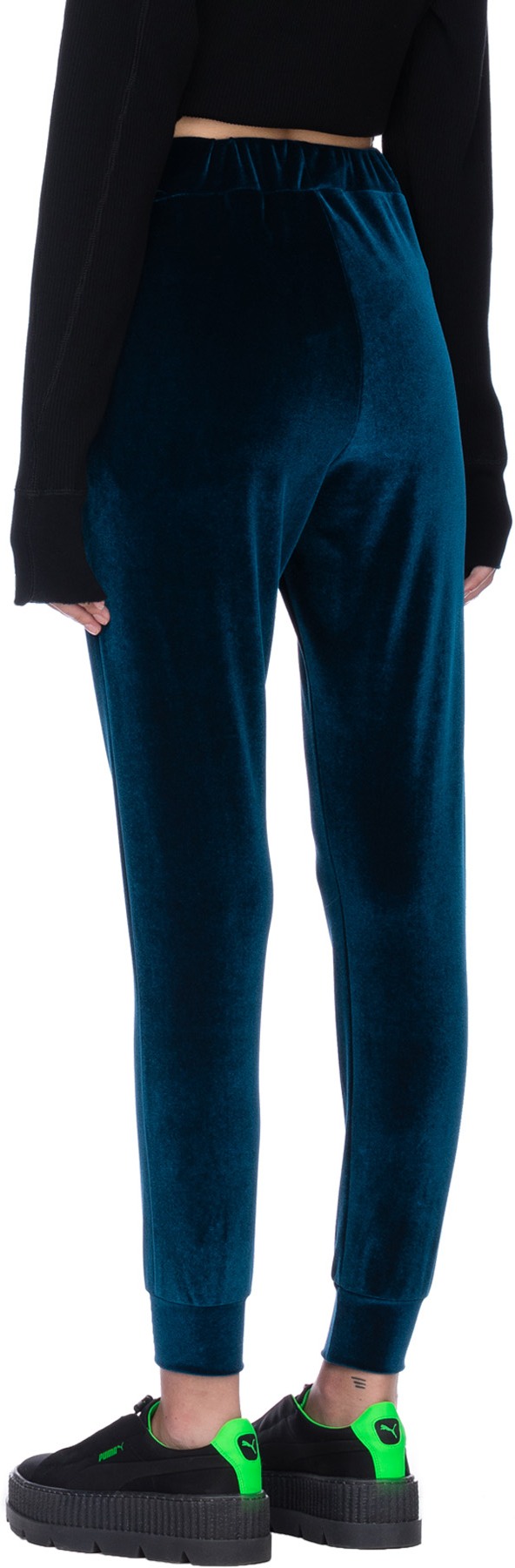 influenceu: Bleu Pantalons de Survêtement en Velours a Taille Haute Bleu - 3