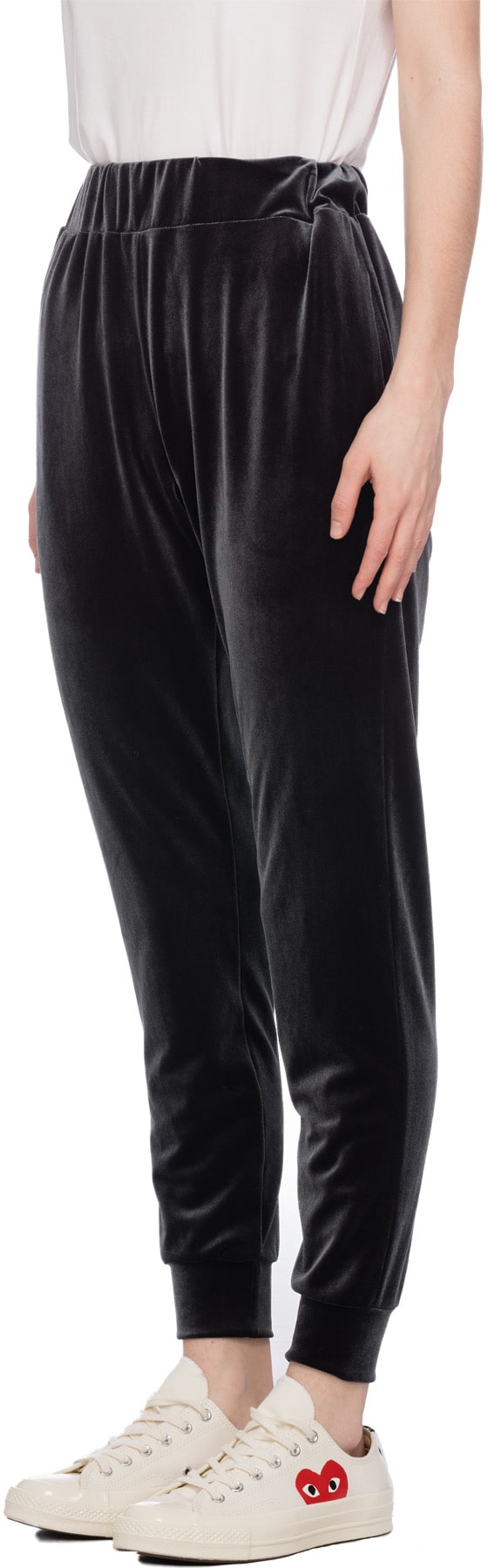 influenceu: Grey High Waisted Velour Gym Pants - 2